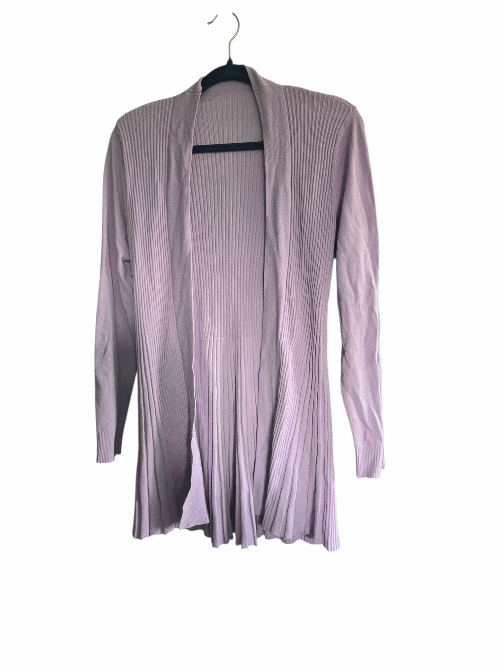 Light Mauve Ribbed Open Front Cardigan